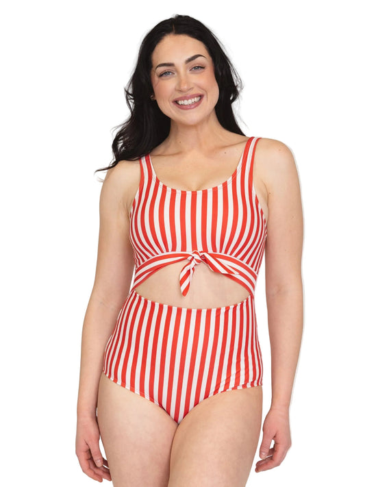 Red Stripe Knotted One-Piece
