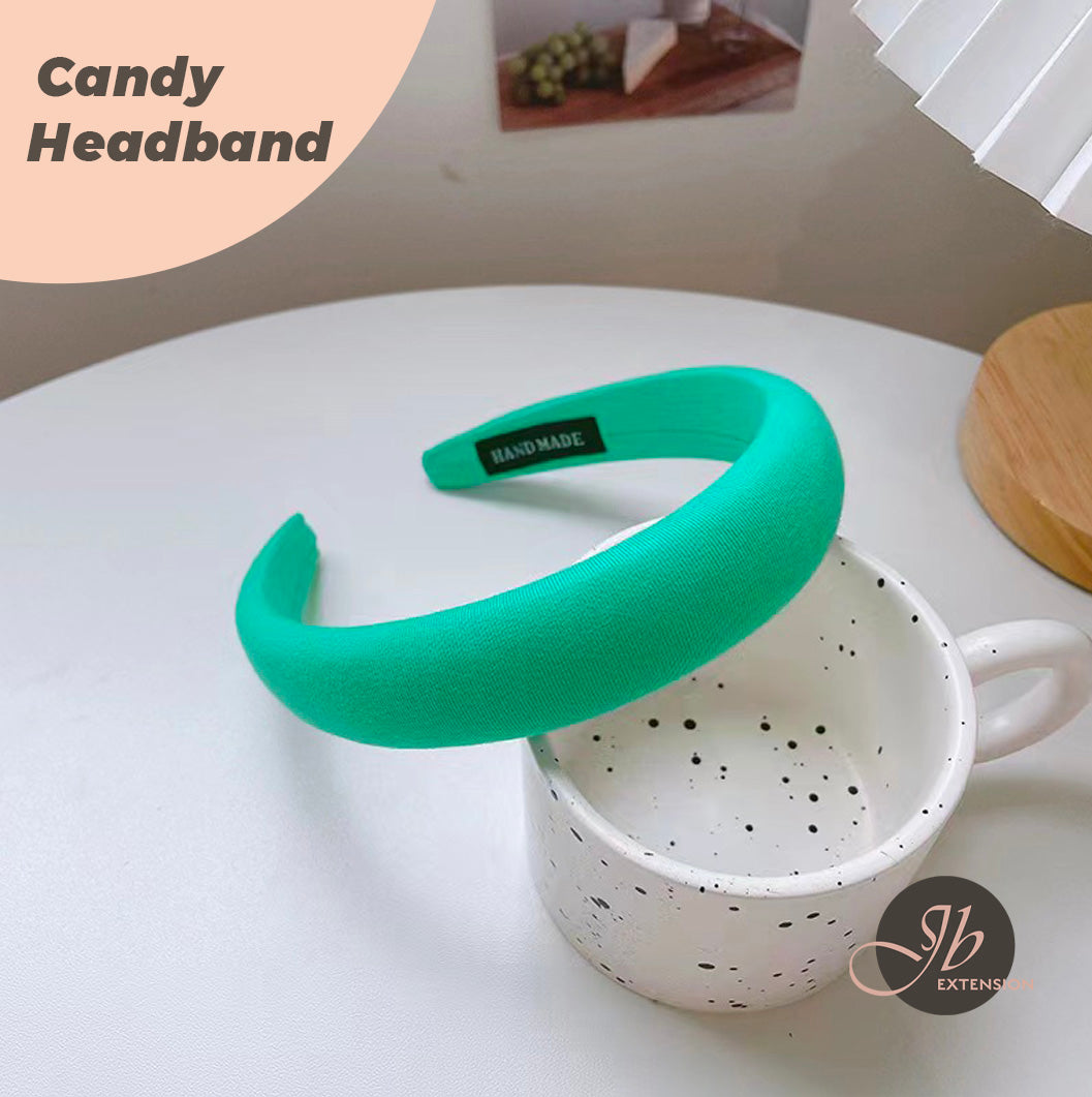 JBextension Padded Candy Headbands for Women, Wide Plain Turban Headband Fashion Hair Bands Headwear Barrette Styling Tools Accessories with Solid Colors