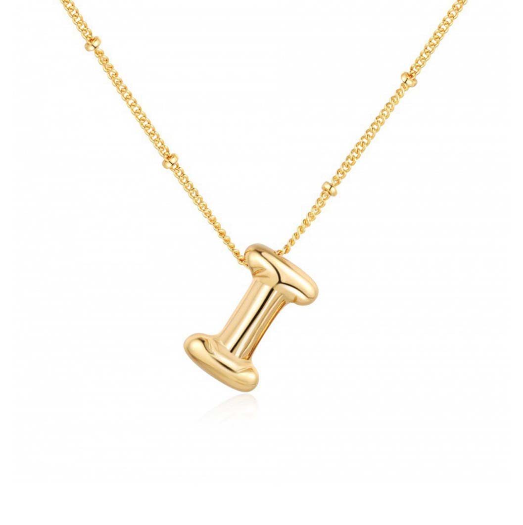 JBextension Golden Color Bubble Letter Necklace for Women,  Balloon Initial Letter Pendant Necklace Dainty Charm Initial Necklaces for Women Trendy Chunky Custom Name Necklace Gold Color Necklaces for Women