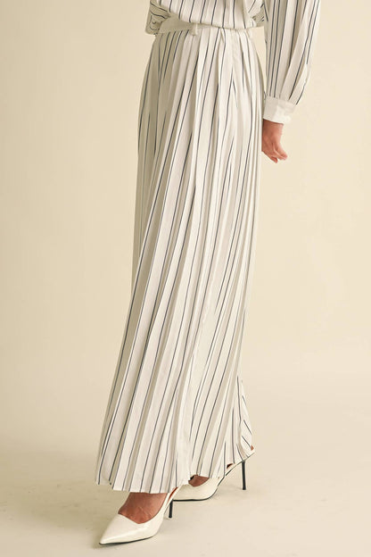 Pleated Stripe Pants
