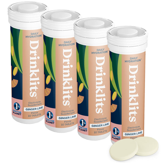 Drinklits Ginger-Lime Best Hydration Tablets - 4 Tubes | 40 Servings