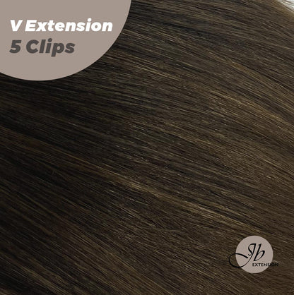 JBEXTENSION 20 Inches Hair V Extensions 5 Clip-in Straight Hair Extension With Clips 160g