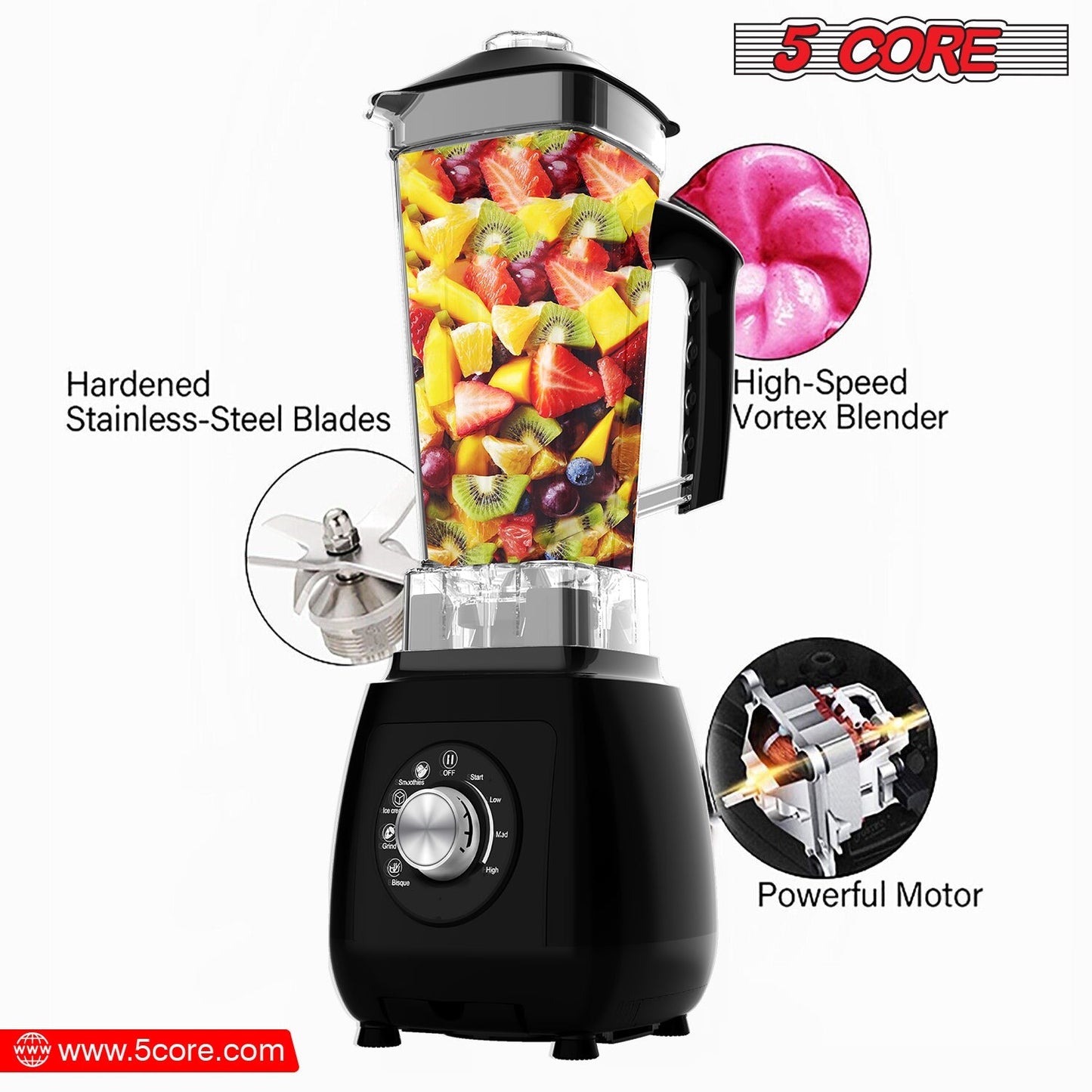 5Core Juicer Blender Machines 2000W  High-Speed Countertop Kitvhen