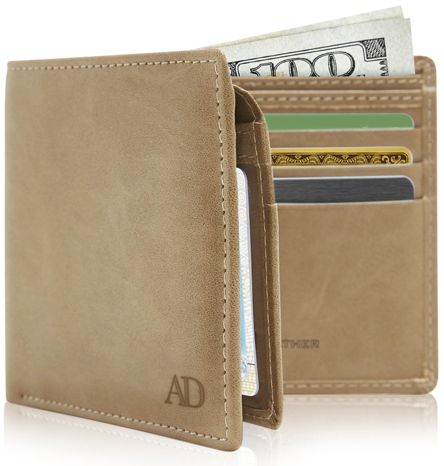 Vegan Leather Bifold Wallet – ID Window, RFID Blocking