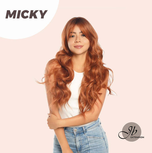 JBEXTENSION 26 Inches Copper Body Wave With Dark Root Wig With Bangs MICKY