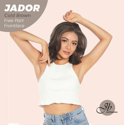 JBEXTENSION 10 Inches Cold Brown Curly Lace Front Wig.Pre Plucked 13*4 HD Transparent Lace Frontal Handmade Futura Fiber Swiss Lace Synthetic Fiber Glueless Wig JADOR BROWN