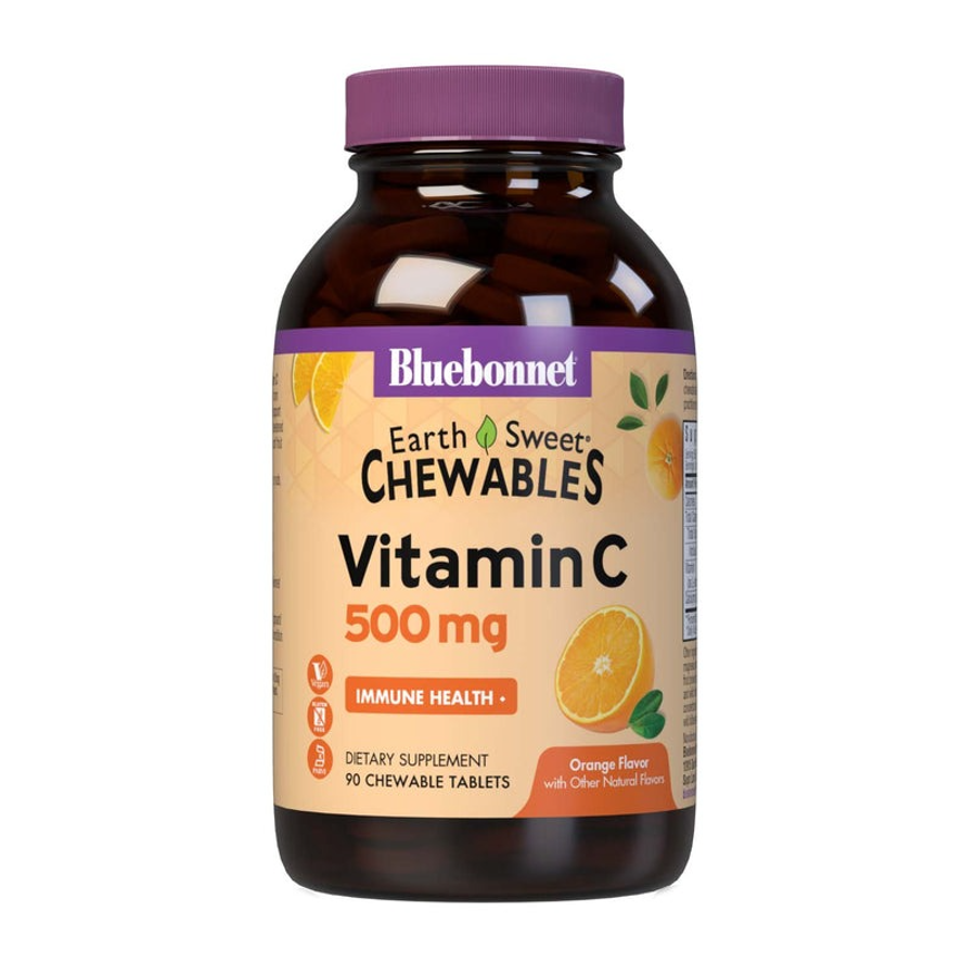 Bluebonnet EarthSweet Chewables Vitamin C 500 Mg, Orange Flavor, 90 Chewable Tablets, Nutrition