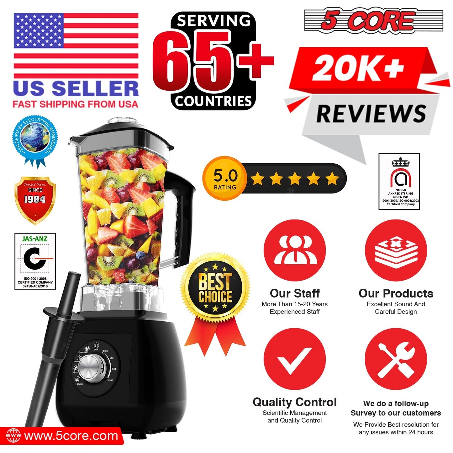 5Core Juicer Blender Machines 2000W  High-Speed Countertop Kitvhen