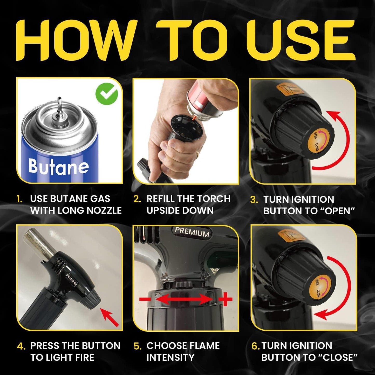 Butane Torch  Refillable Kitchen Torch Lighter Adjustable Flame