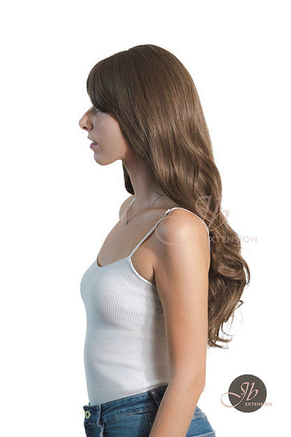 JBEXTENSION 26 Inches Light Brown Curly Wig With Bangs MAGGIE
