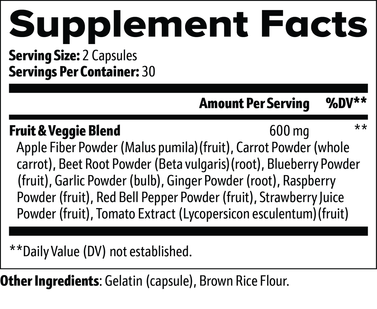 Phytoniq Fruits & Veggies |Digestive Support Capsules | 60 Count