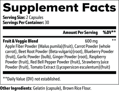 Phytoniq Fruits & Veggies |Digestive Support Capsules | 60 Count