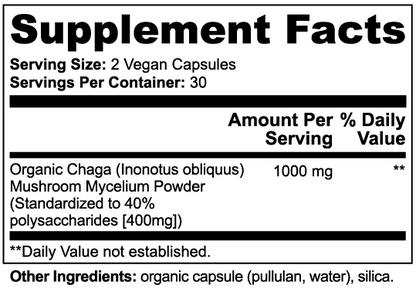 Vireva Chaga Mushroom | Gut & Immune Support | 60 Count