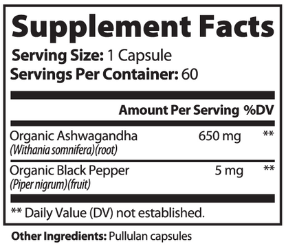 AshwaZen Organic Ashwagandha | (60 Count)