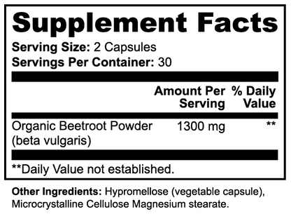 Rubina Organic Beetroot Capsules |Vegetarian Supplement | 60 Count
