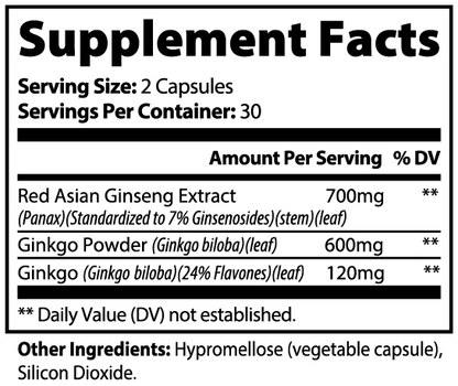 Cerevra Capsules : Ginseng & Ginkgo Biloba | 60 Count