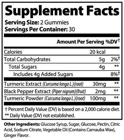 Gomitas de cúrcuma Curmerra | Suplemento de curcumina para la comodidad y movilidad articular | 60 unidades 