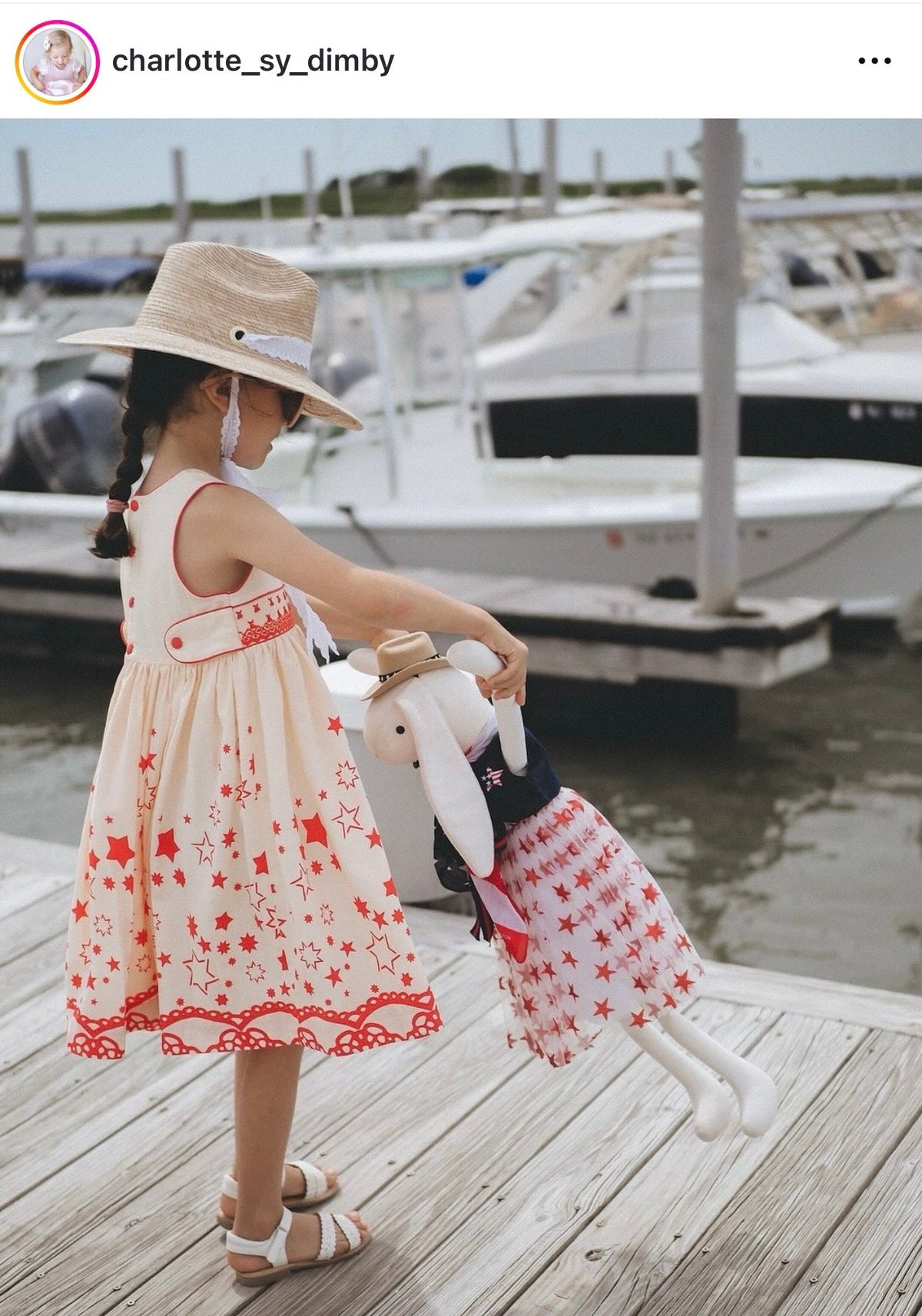 Petunia Girl's Sun Hat - Long French Blue Grosgrain Ribbon with Wood Nautical Toggle