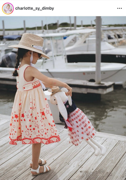 Petunia Girl's Sun Hat - Navy Ric-Rac Ribbon