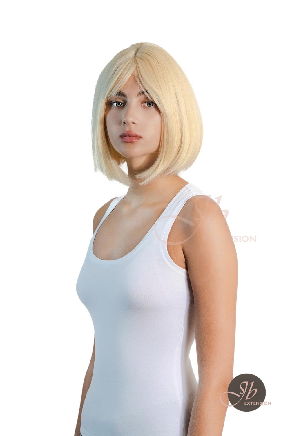 JBEXTENSION 10 Inches Bob Cut Light Blonde With Bangs Wig JAN
