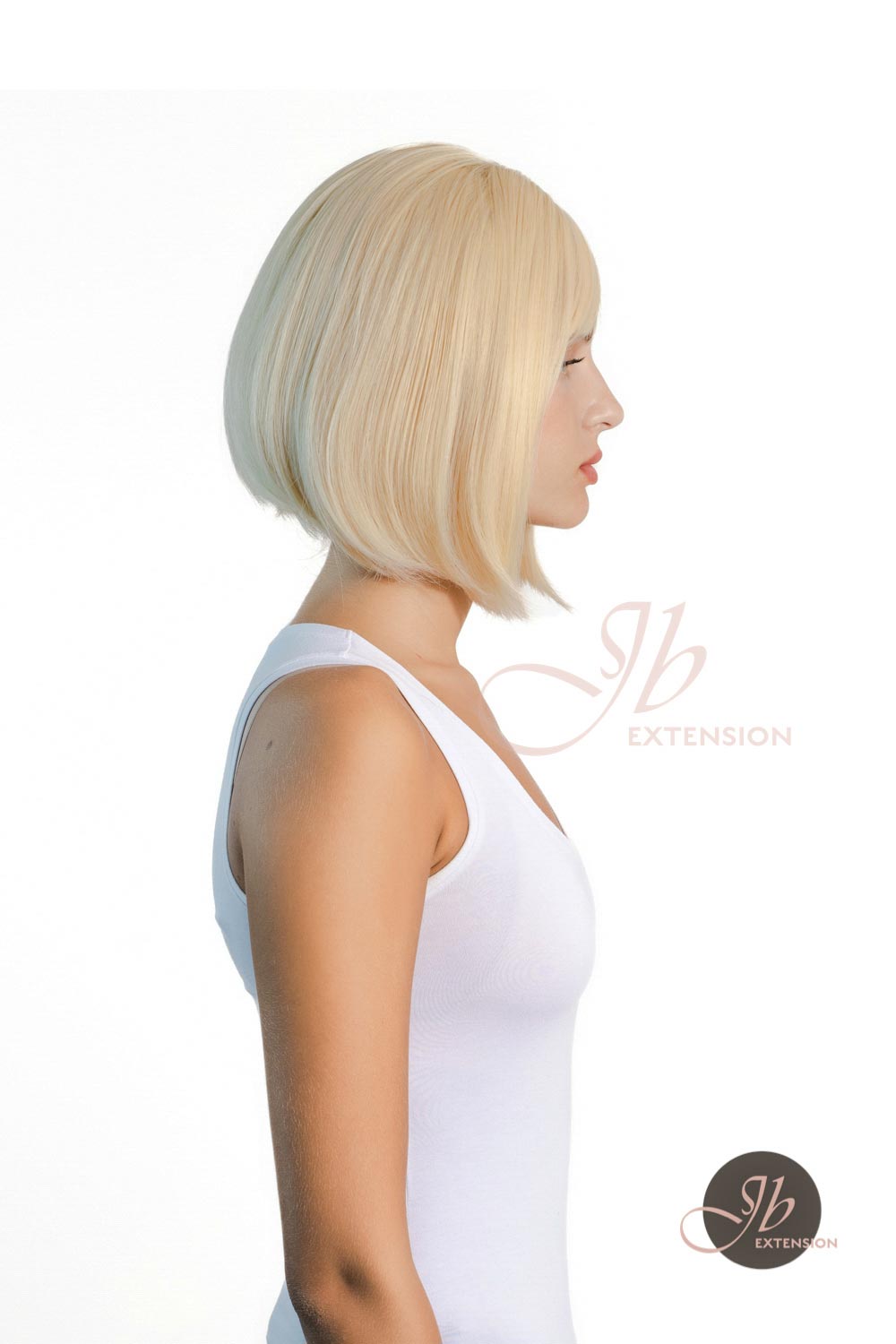JBEXTENSION 10 Inches Bob Cut Light Blonde With Bangs Wig JAN