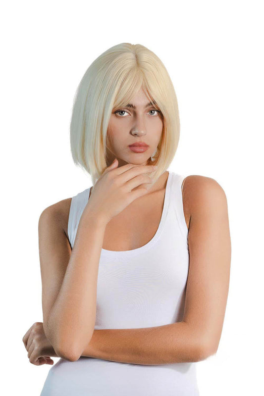 JBEXTENSION 10 Inches Bob Cut Light Blonde With Bangs Wig JAN
