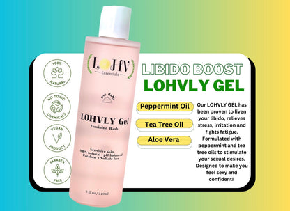 3 Step Kit For A Healthy Clean Yoni: YONI GEL pH Balance Wash + LOHVLY GEL Strawberry Flavored Relaxation Wash + LOHV Rose Oil Prevent Ingrown Hairs, Bumps, Sooth & Moisturizing Bikini Line.
