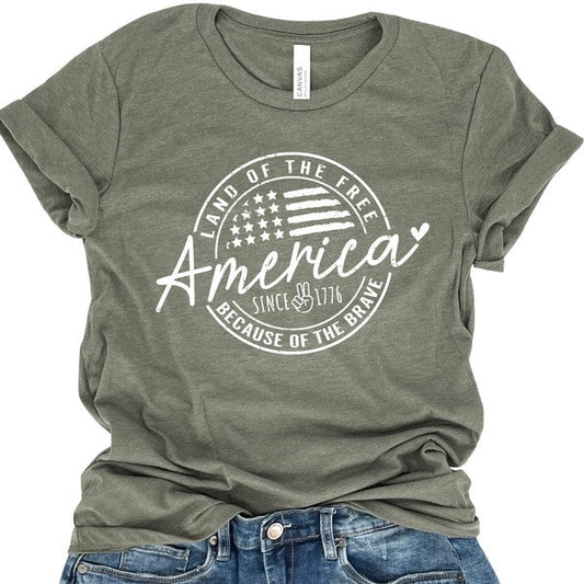 Plus America Land of the Free, Peace Sign tee