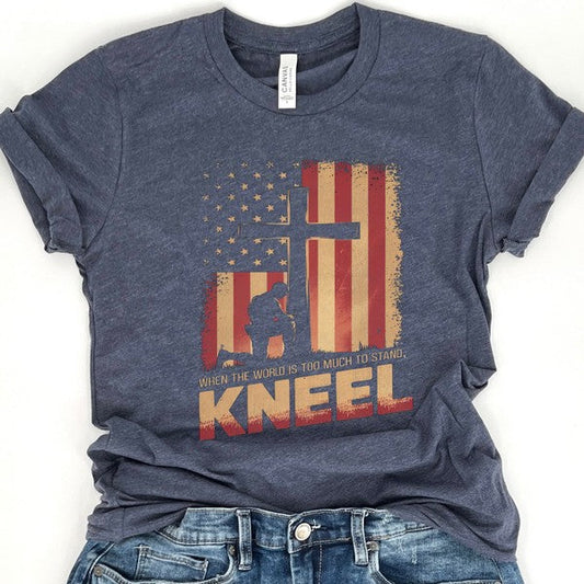 Kneel American Flag and Cross Christian T-shirt