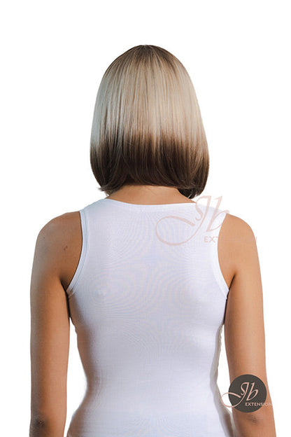 JBEXTENSION 12 Inches Bob Cut Short Straight Blonde With Black End Wig KARRY