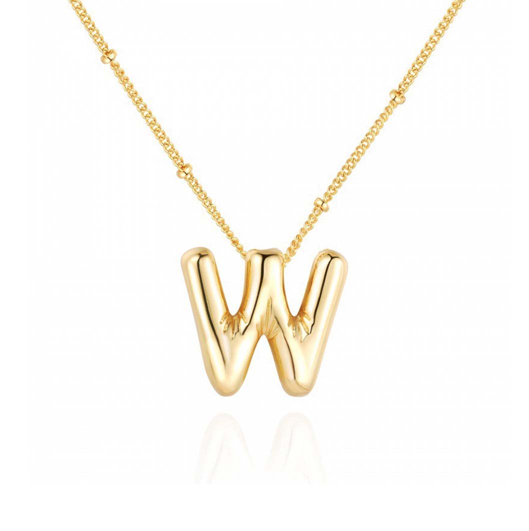 JBextension Golden Color Bubble Letter Necklace for Women,  Balloon Initial Letter Pendant Necklace Dainty Charm Initial Necklaces for Women Trendy Chunky Custom Name Necklace Gold Color Necklaces for Women