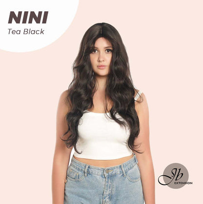 JBEXTENSION 24 Inches Tea Black Darkest Brown Body Wave Wig With Cute Bangs NINI TEA BLACK