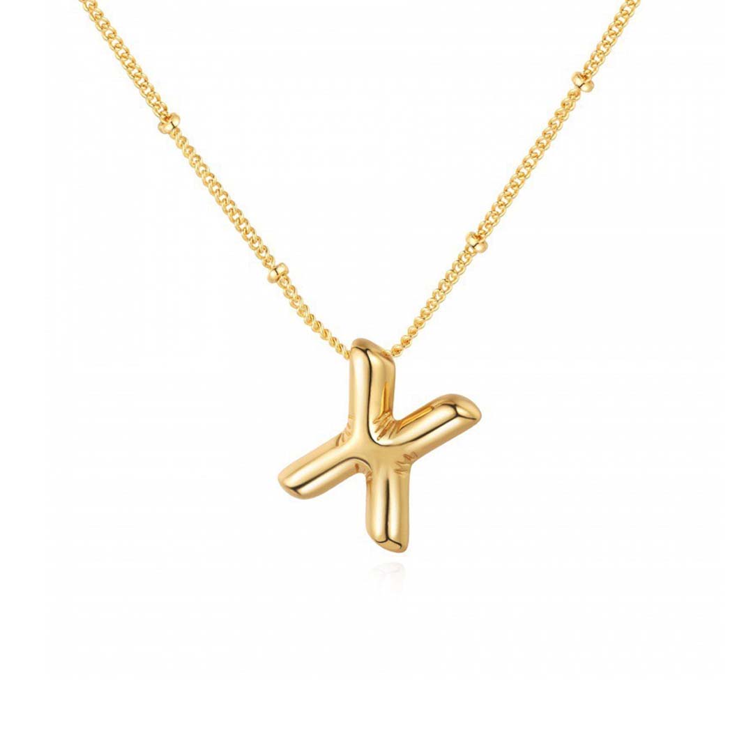 JBextension Golden Color Bubble Letter Necklace for Women,  Balloon Initial Letter Pendant Necklace Dainty Charm Initial Necklaces for Women Trendy Chunky Custom Name Necklace Gold Color Necklaces for Women