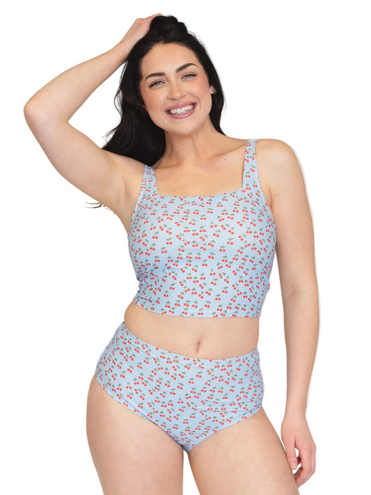 Cherries Square Neck Crop Top