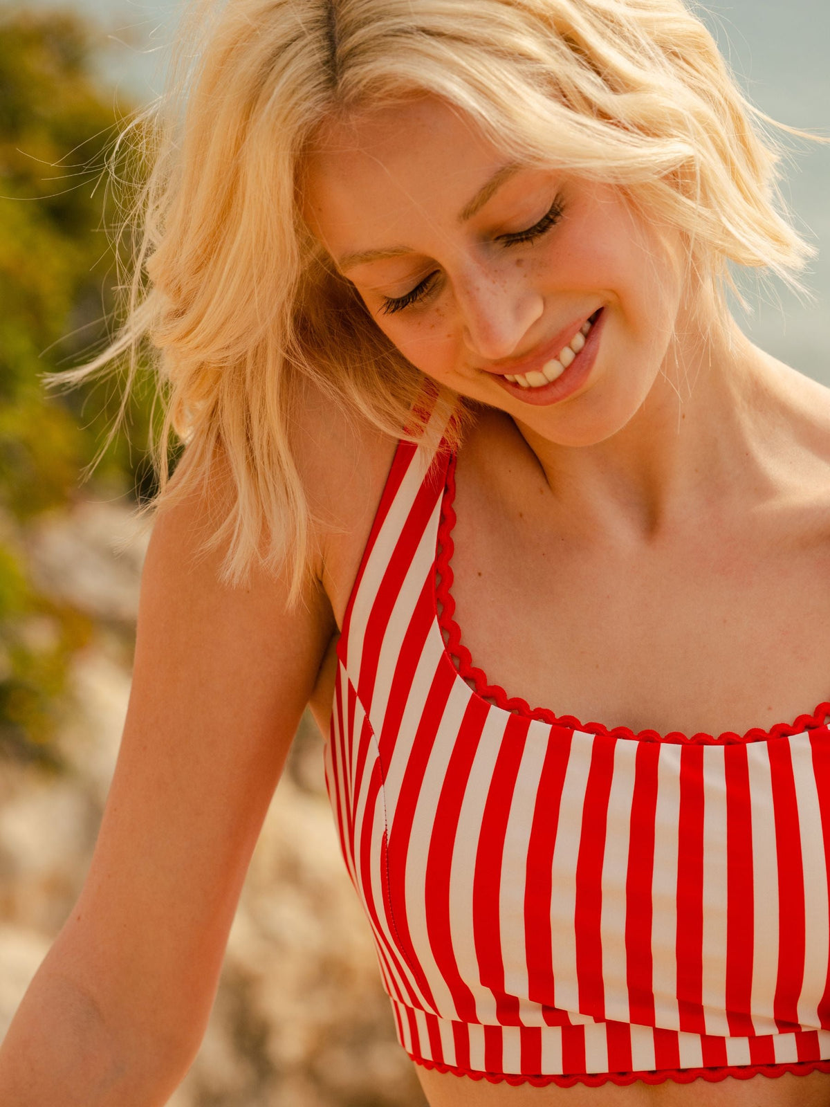 Red Stripe Scoop Bralette