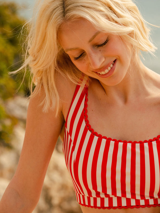 Red Stripe Scoop Bralette