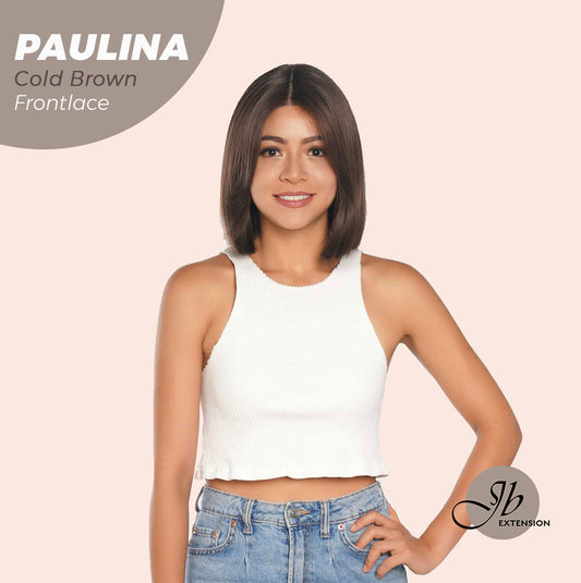 JBEXTENSION 10 Inches Bob Cut Cold Brown Straight Pre-Cut Frontlace Glueless Wig PAULINA COLD BROWN