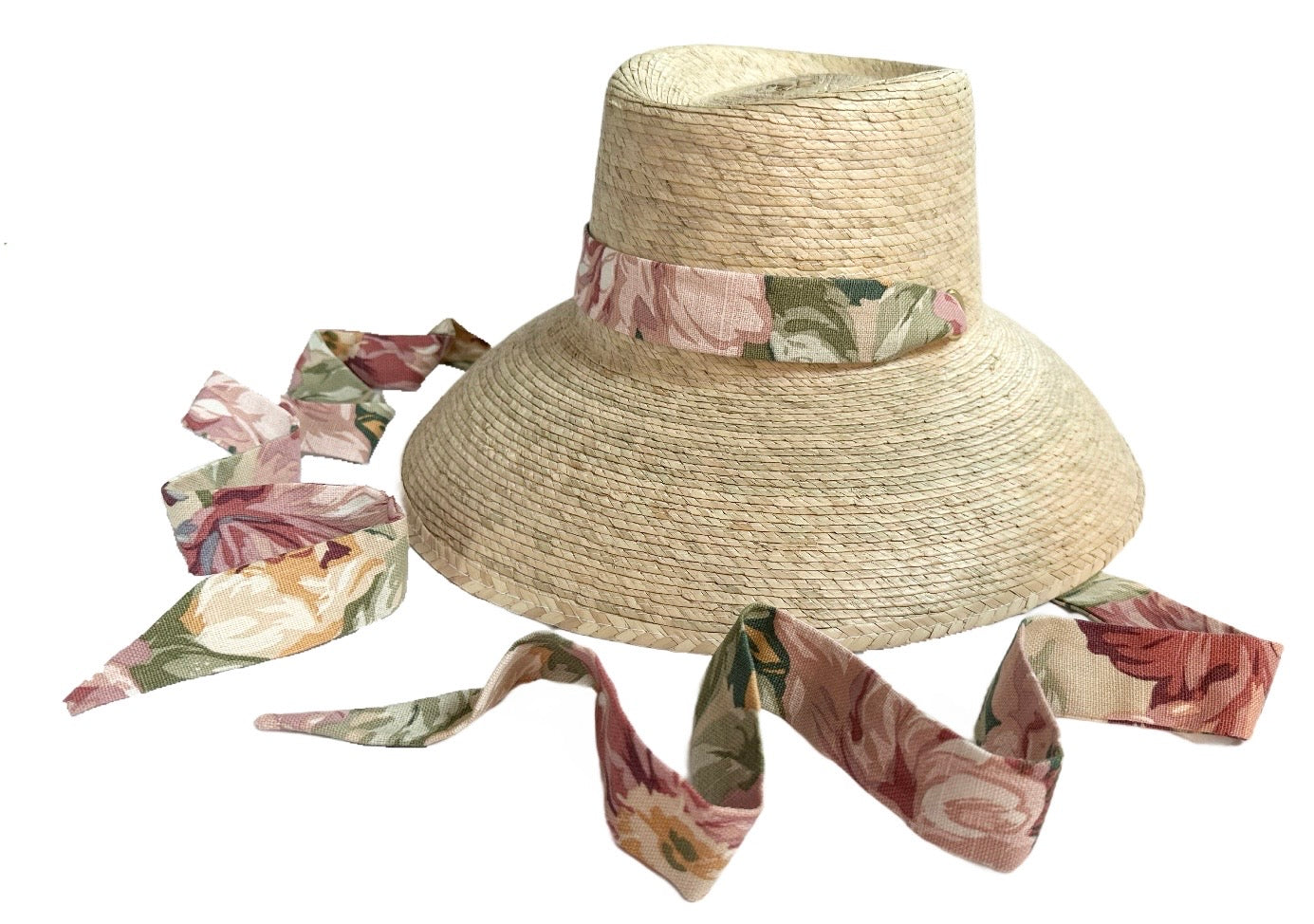 Wildflower Sun Hat - Vintage 1980s Floral Chintz Textile Ribbon