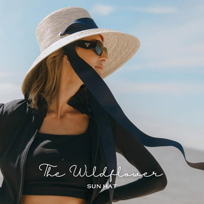 Wildflower Sun Hat - Ivory Wide & Short Grosgrain Ribbon