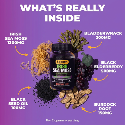 OVERSTOCK SALE Sea Moss Gummies With Elderberry & Black Seed Oil
