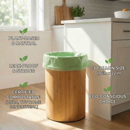 3-Gallon Plant-Based Trash Can Liner - 50 Bags