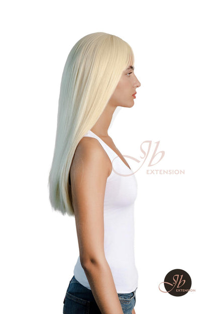JBEXTENSION 22 Inches Light Blonde Straight Wig With Full Bangs JANETH