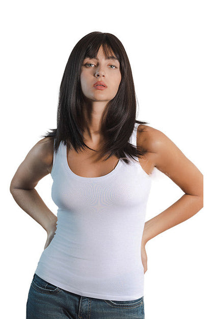 JBEXTENSION 16 Inches Short Bob Cut Soft Black Wig With Bangs FEDERICA SOFT BLACK