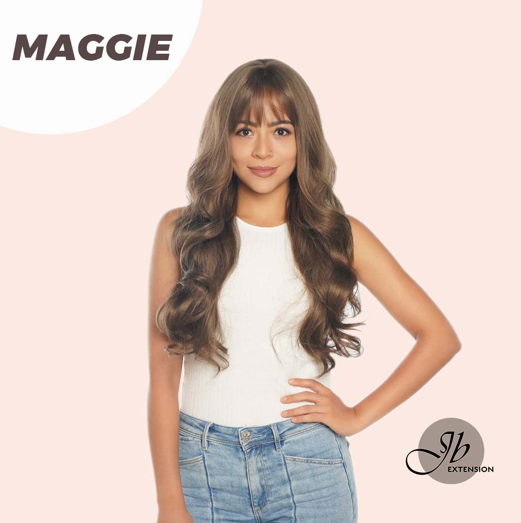 JBEXTENSION 26 Inches Light Brown Curly Wig With Bangs MAGGIE