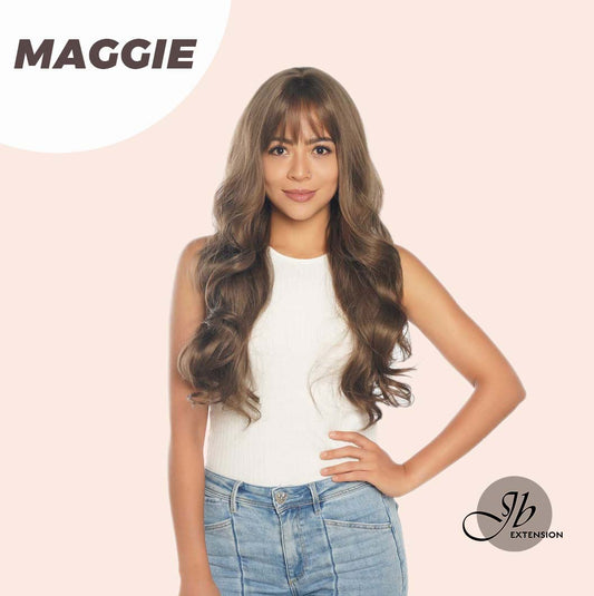 JBEXTENSION 26 Inches Light Brown Curly Wig With Bangs MAGGIE