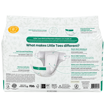 Little Toes® Natural Bamboo Diapers — 36 Pack