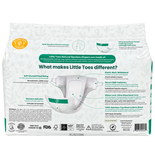 Little Toes® Natural Bamboo Diapers — 36 Pack