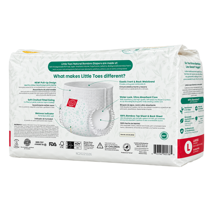 Little Toes® Natural Bamboo Diapers — 36 Pack