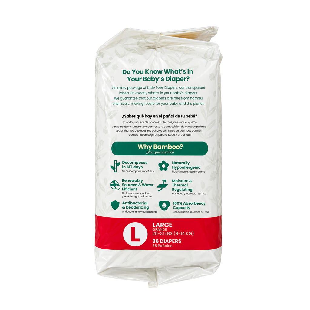Little Toes® Natural Bamboo Diapers — 36 Pack