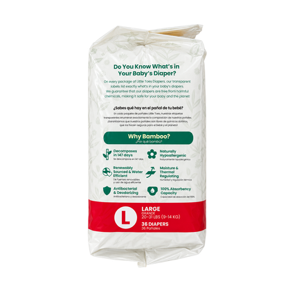 Little Toes® Natural Bamboo Diapers — 36 Pack